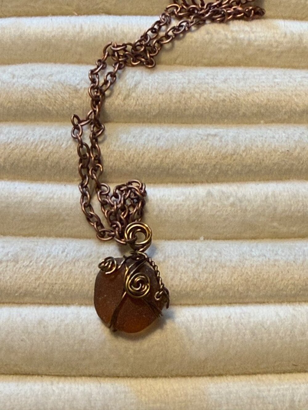 Salish Sunset – Port Townsend Sea Glass Wire-Wrapped Necklace